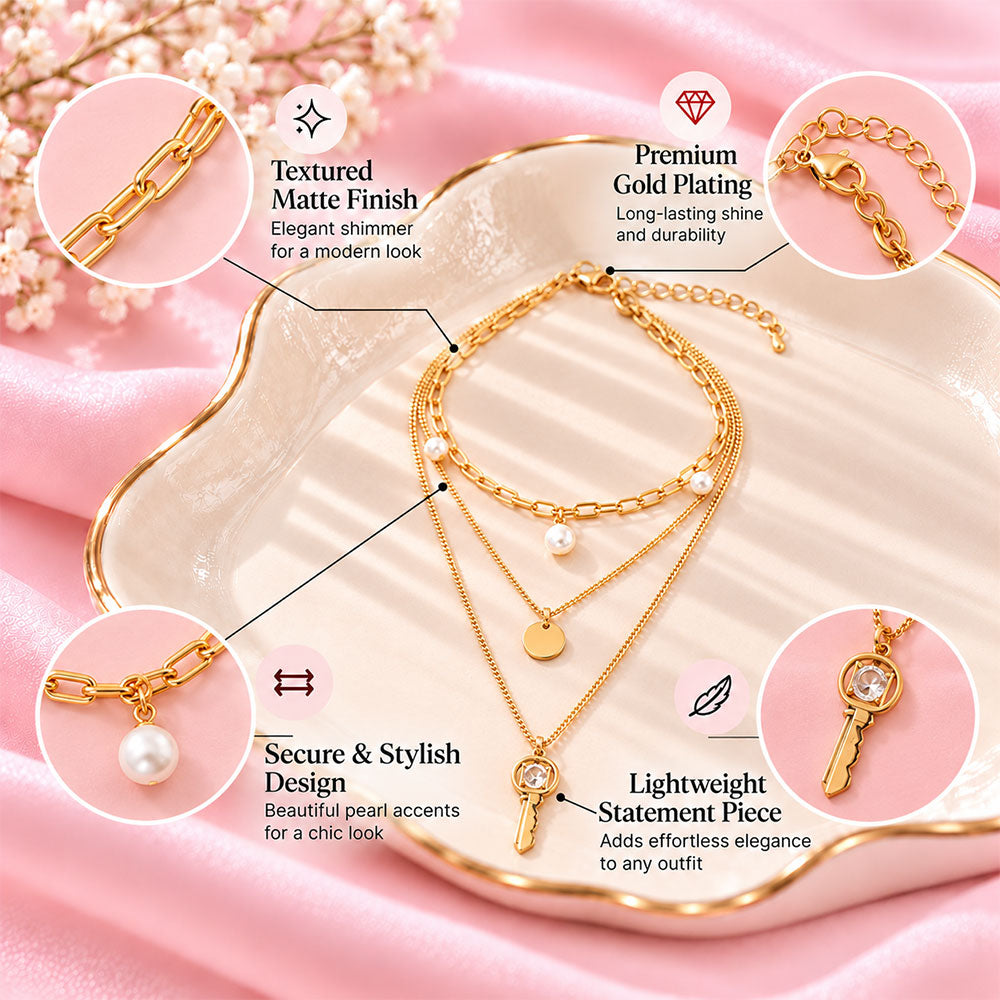 Amber Flow- golden  layered necklace