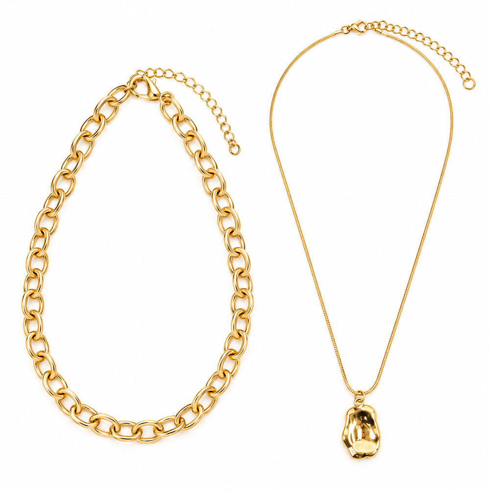 Pebble Thread- golden  layered necklace