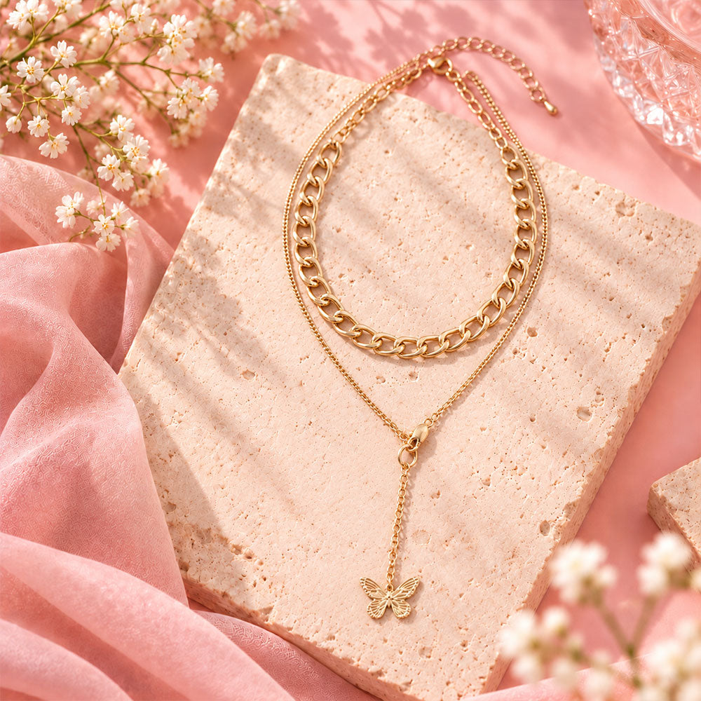 Forest Gleam- golden  layered necklace