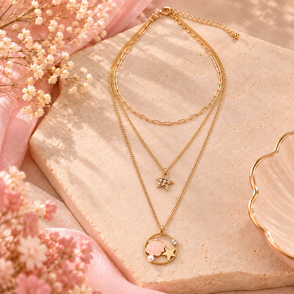 Light Bloom- golden  layered necklace