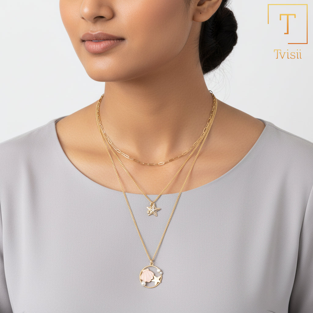 Light Bloom- golden  layered necklace