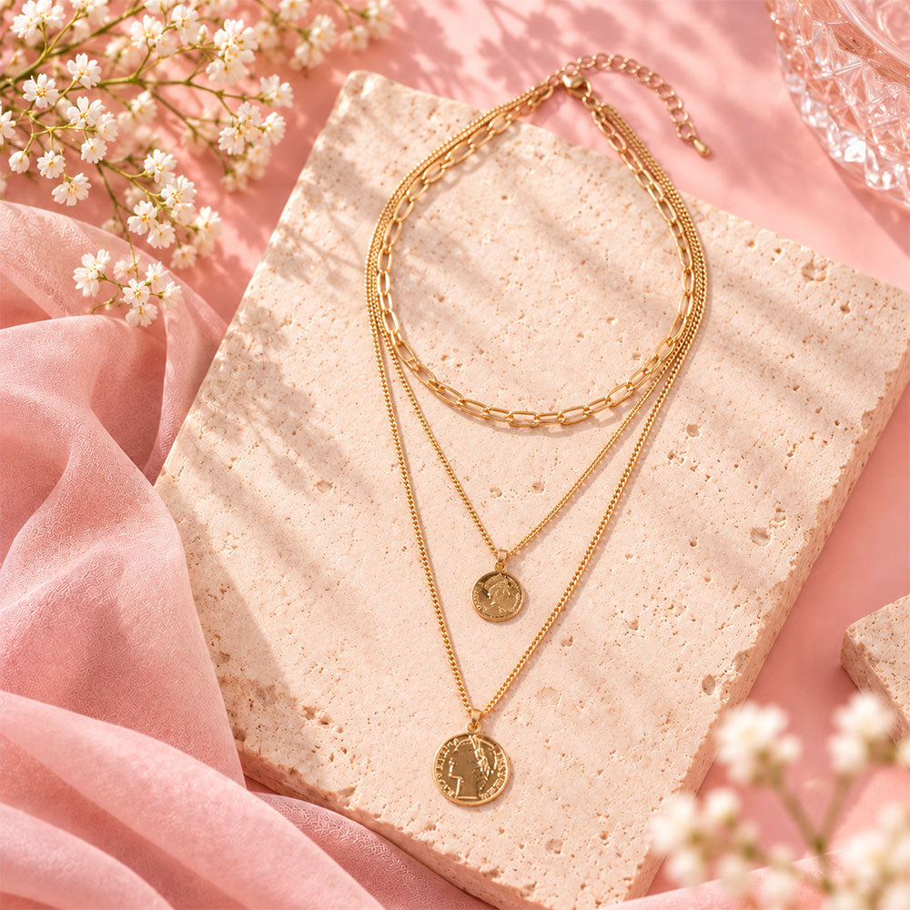 Golden Earth- golden  layered necklace