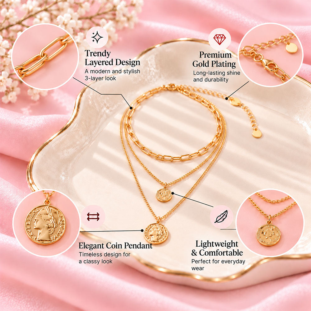 Golden Earth- golden  layered necklace