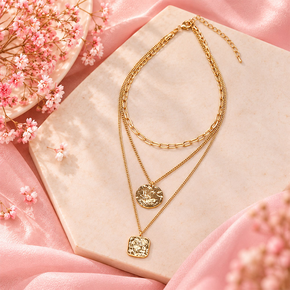 Sunbeam Layers- golden  layered necklace
