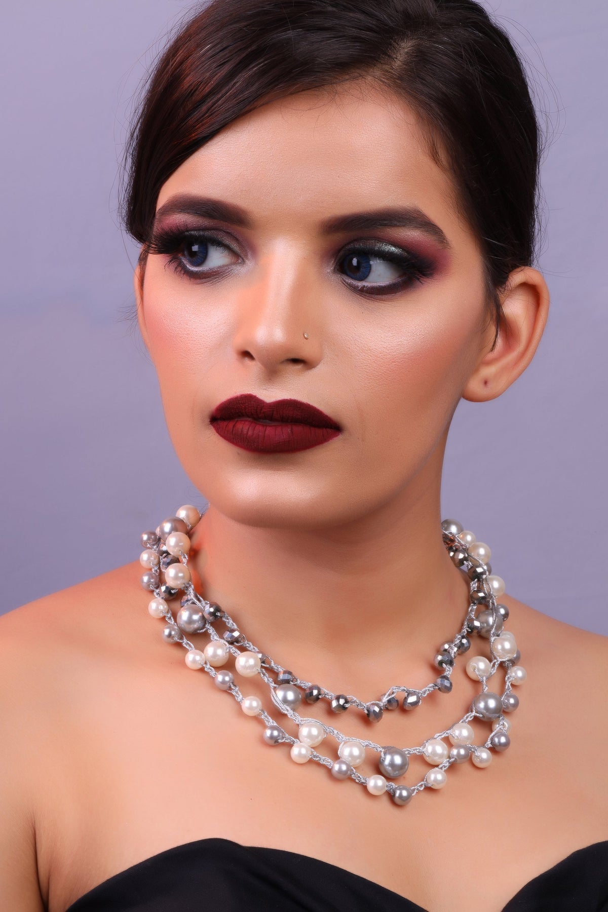 Statement pearls- Pearl studded statement neckpiecegolden  layered necklace