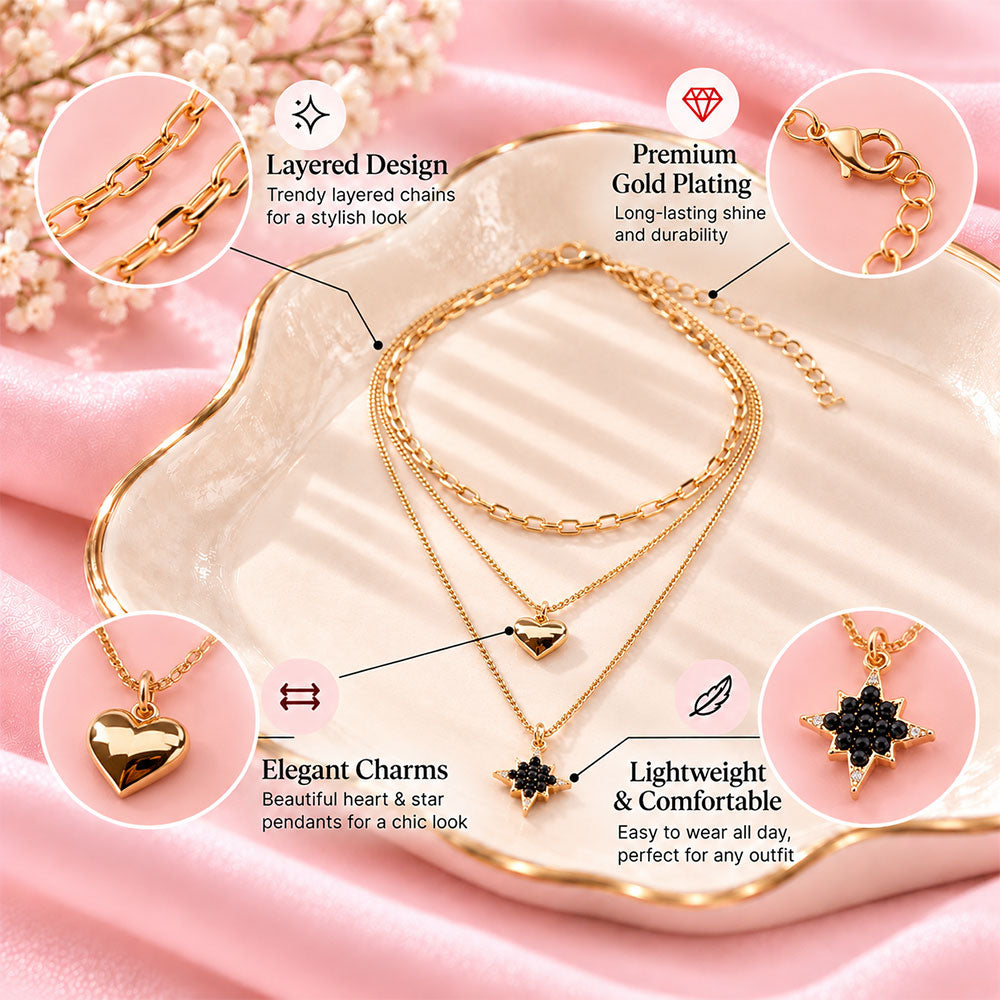 Eternal Light- golden  layered necklace