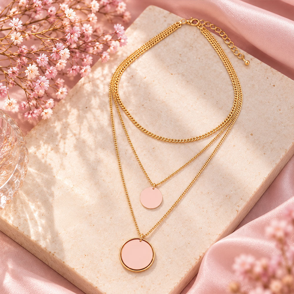 Soft Radiance- golden  layered necklace