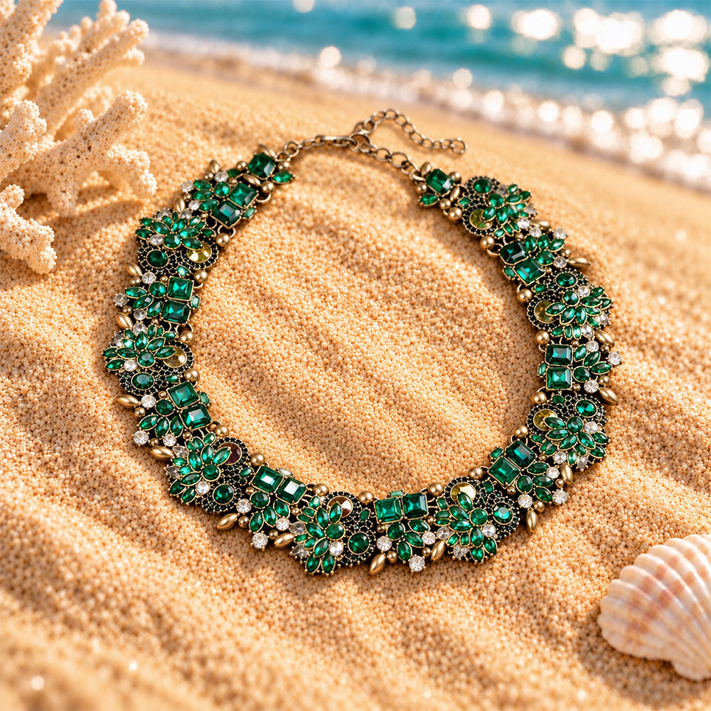 Sunlit Stones- Stone Studded Statement Neckpiece