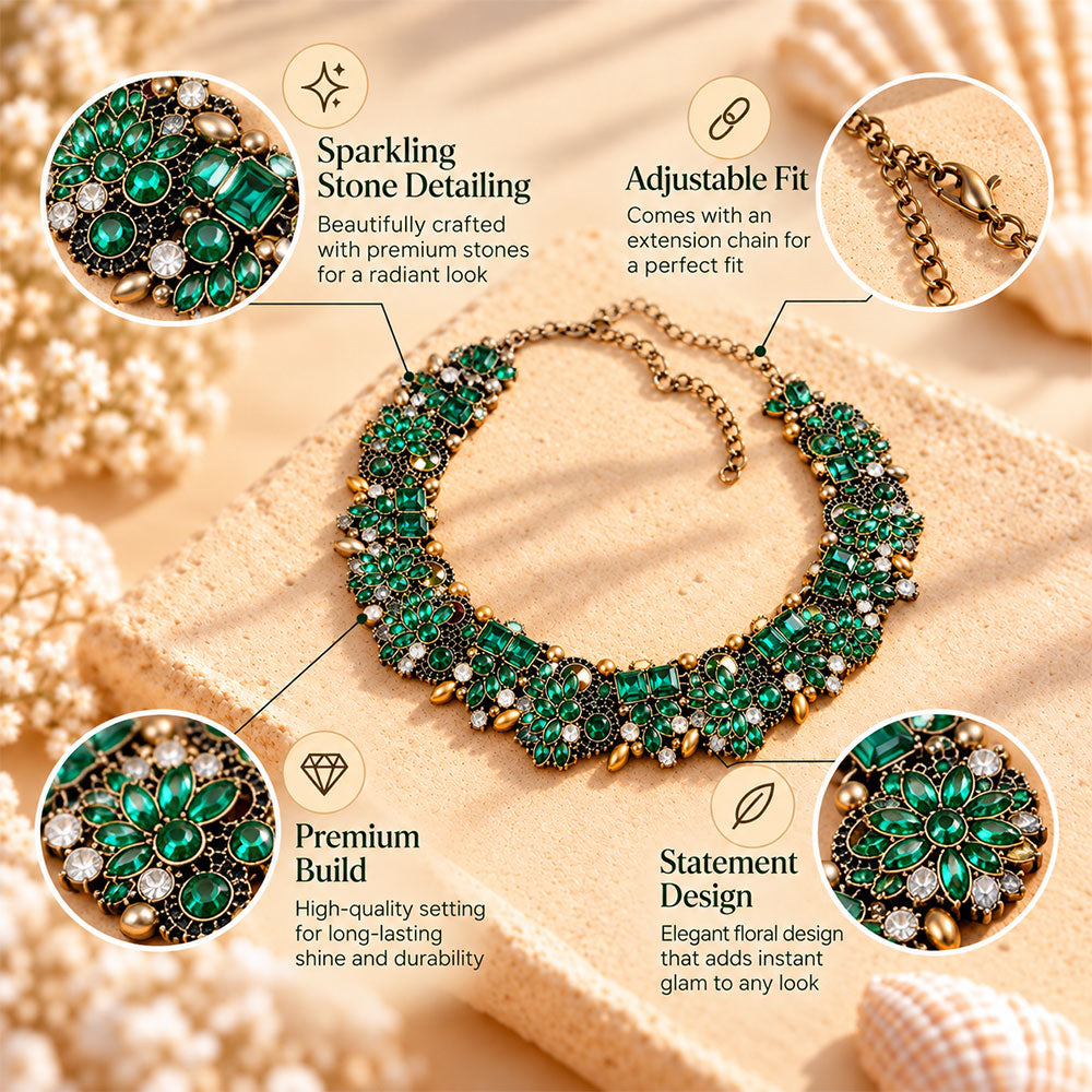 Sunlit Stones- Stone Studded Statement Neckpiece