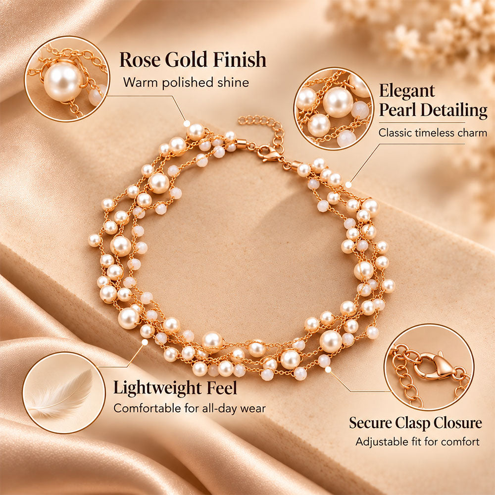 Statement pearls- Pearl studded statement neckpiecegolden  layered necklace