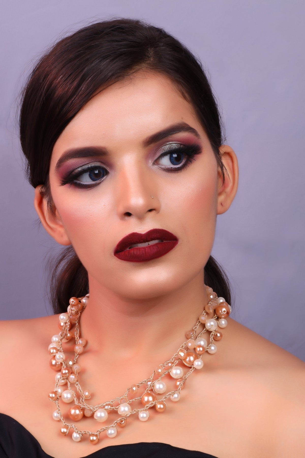 Statement pearls- Pearl studded statement neckpiecegolden  layered necklace