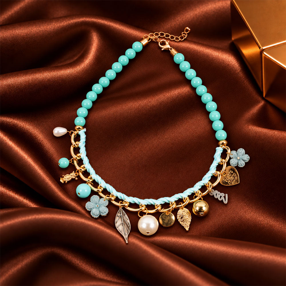 Aura Burst- Charm Studded Beaded Neckpiece