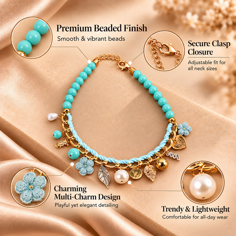 Aura Burst- Charm Studded Beaded Neckpiece