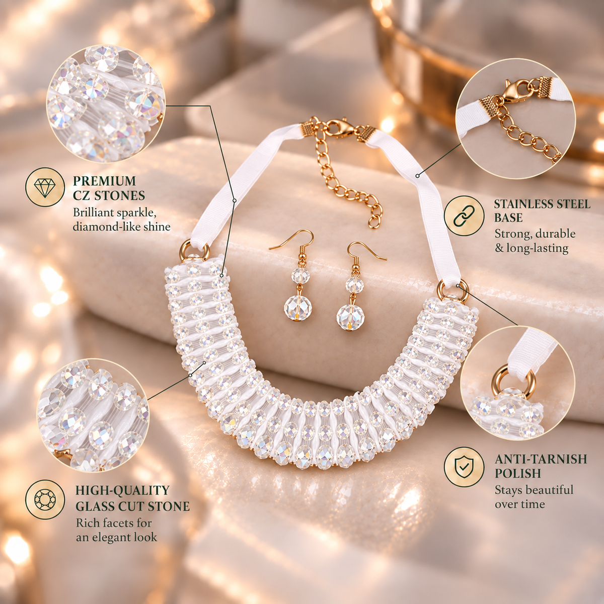 Divine Drape- Stone studded Statement Neckpiece