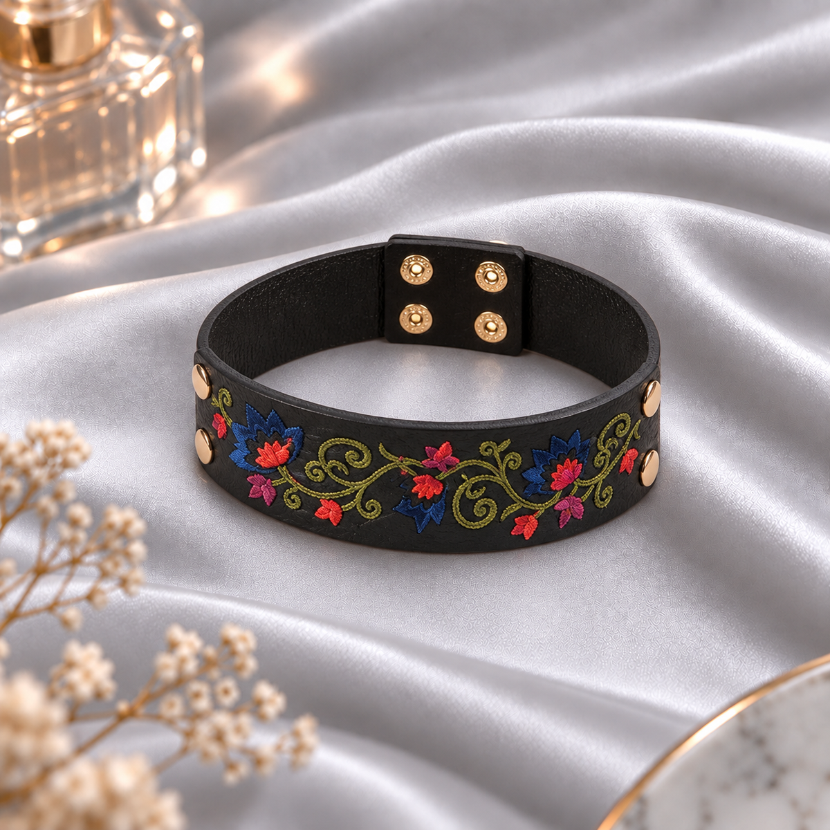 Grain Flow- Statement Leather bracelet