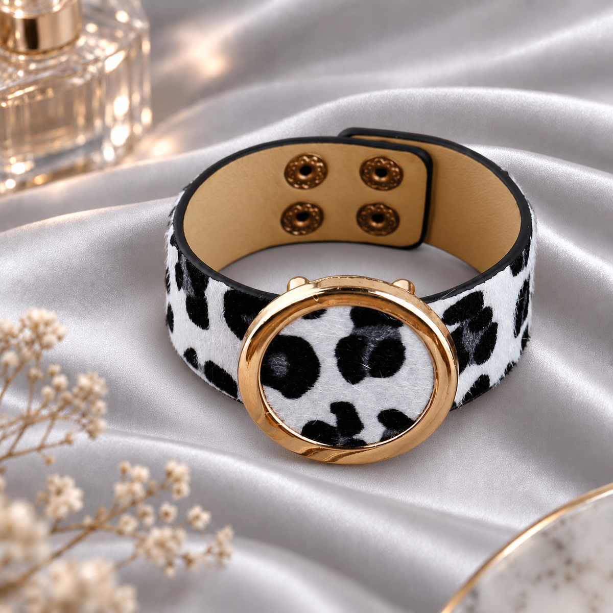 Earthbound Band- Animal Print leather bracelet
