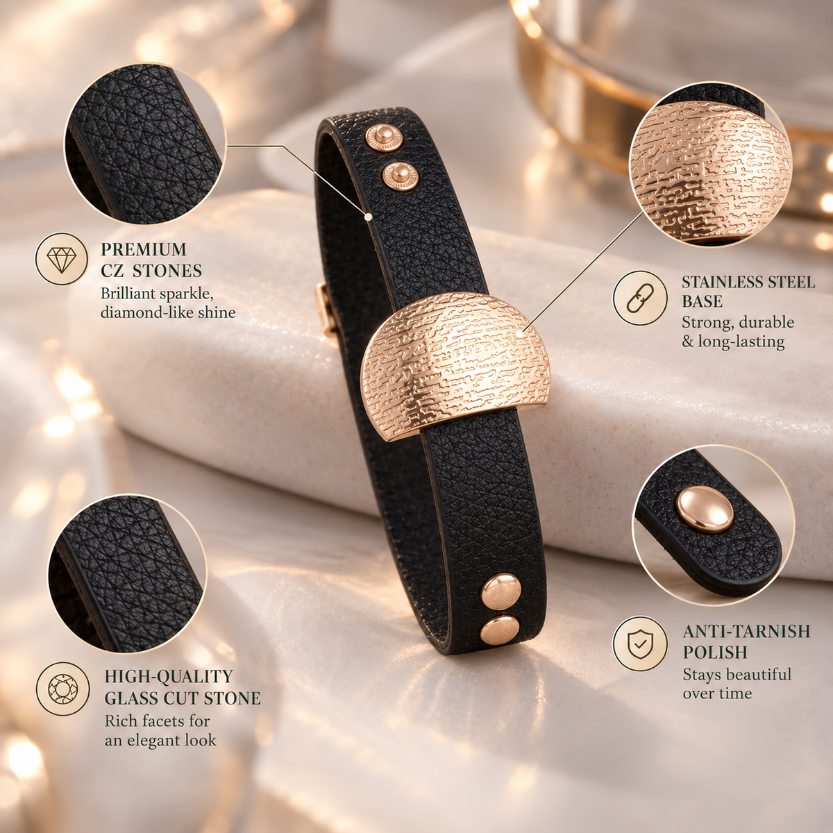 Oak Leather Knot- Statement Leather Bracelet