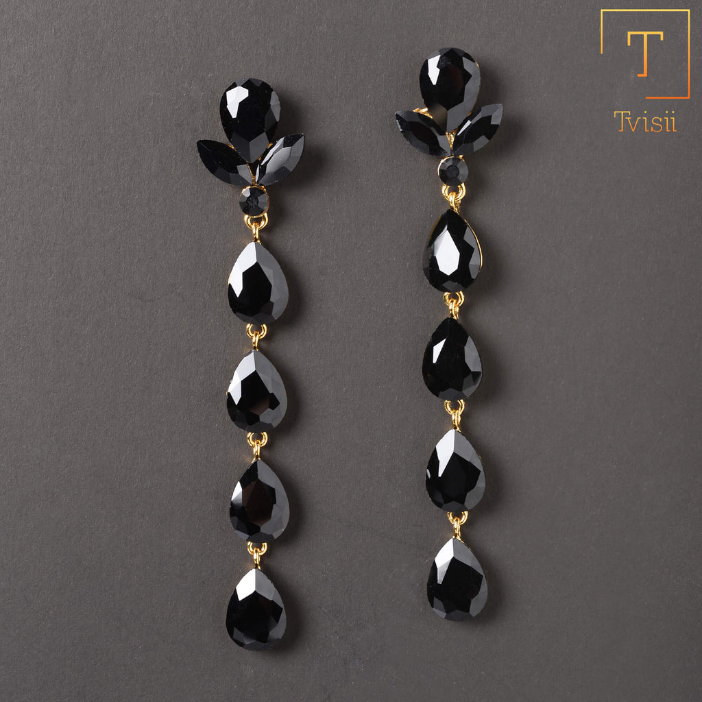 Night drops- Stone studded dangler earrings