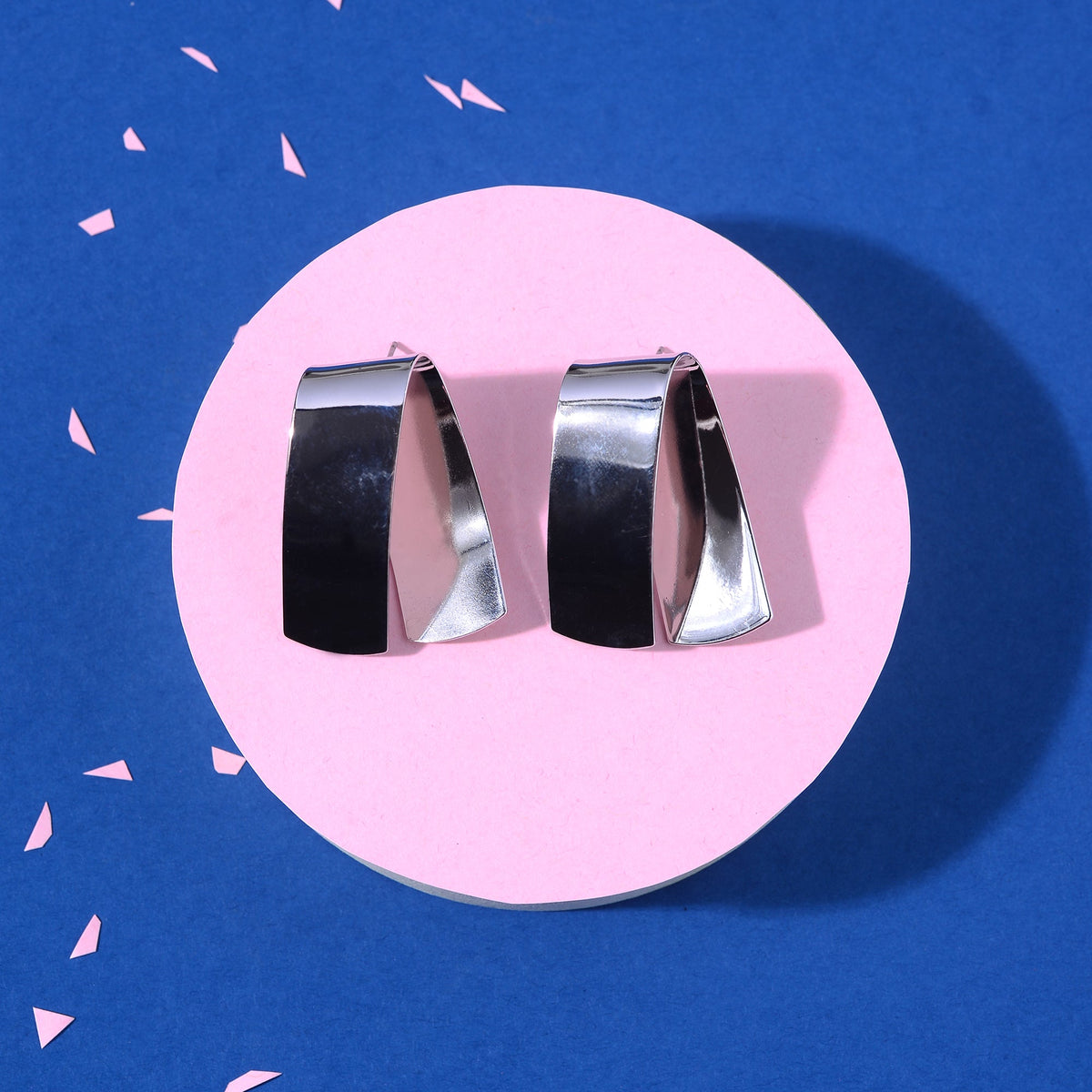 Craft Line- Silver circular stud earrings