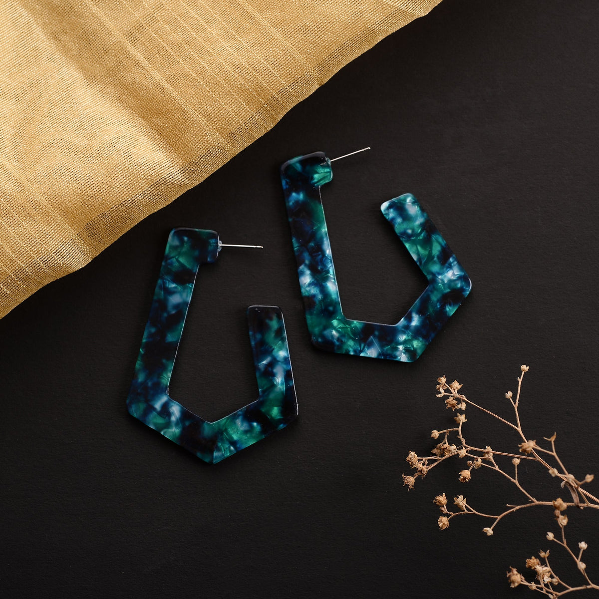 Stone Whisper- Marble Textured Hoop Earrings