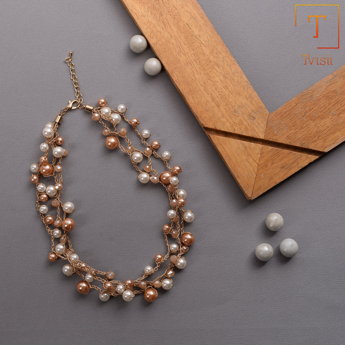 Statement pearls- Pearl studded statement neckpiecegolden  layered necklace