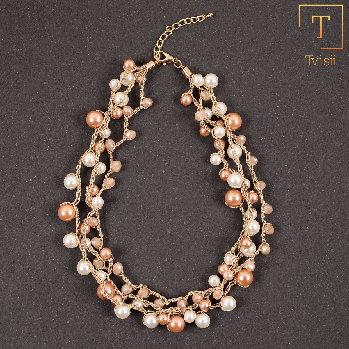 Statement pearls- Pearl studded statement neckpiecegolden  layered necklace