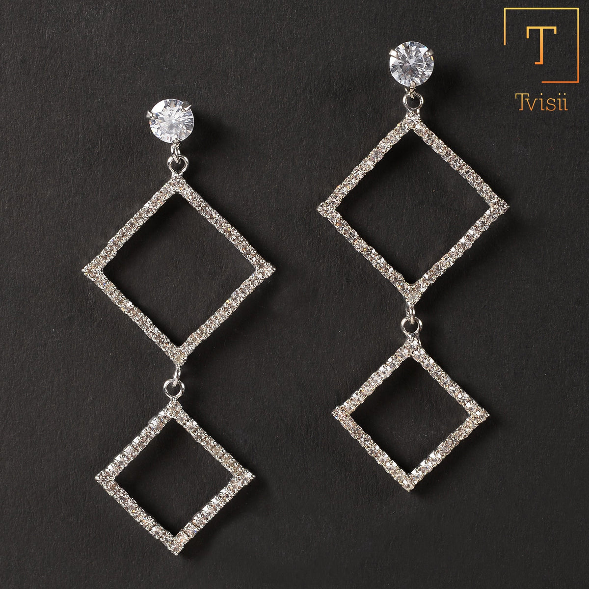 Moon Bloom- Stone studded Dangler earrings