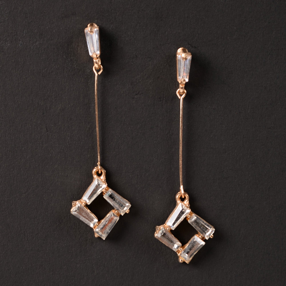 Midnight Gleam- Stone studded dangler earrings