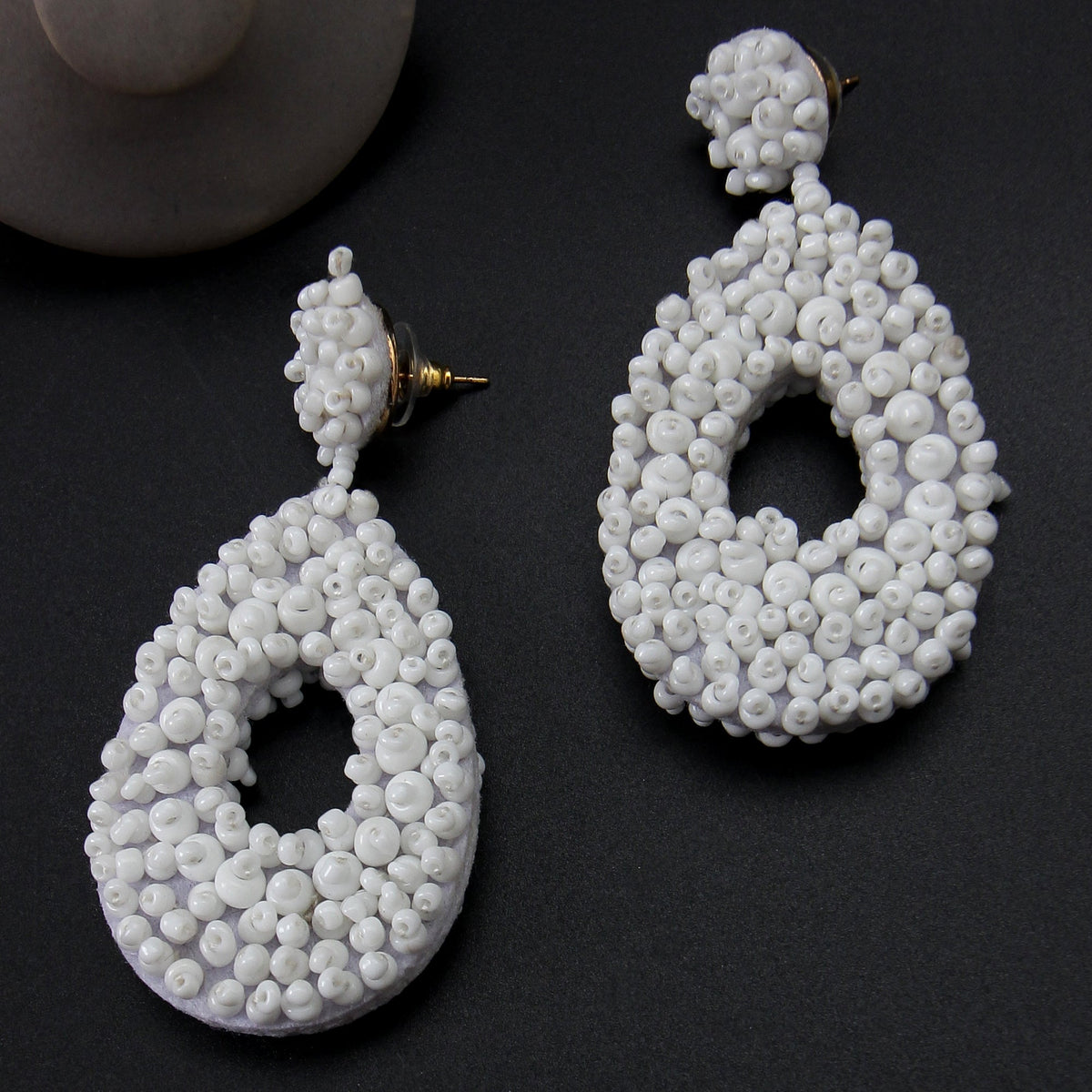 Auric Blaze- Beaded vibrant dangler earrings(White)