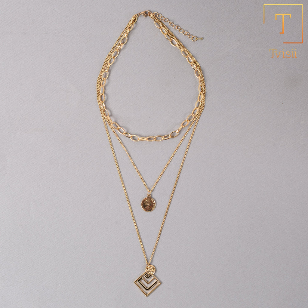 Dew Thread- golden  layered necklace