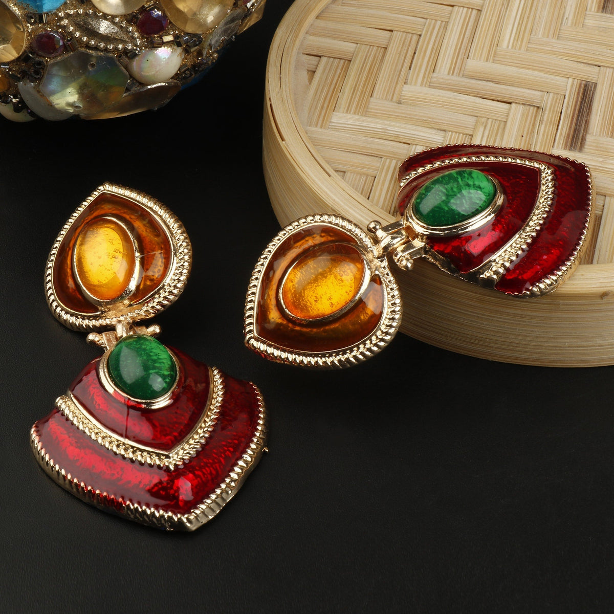 regal stones- Stone studded dangler earrings