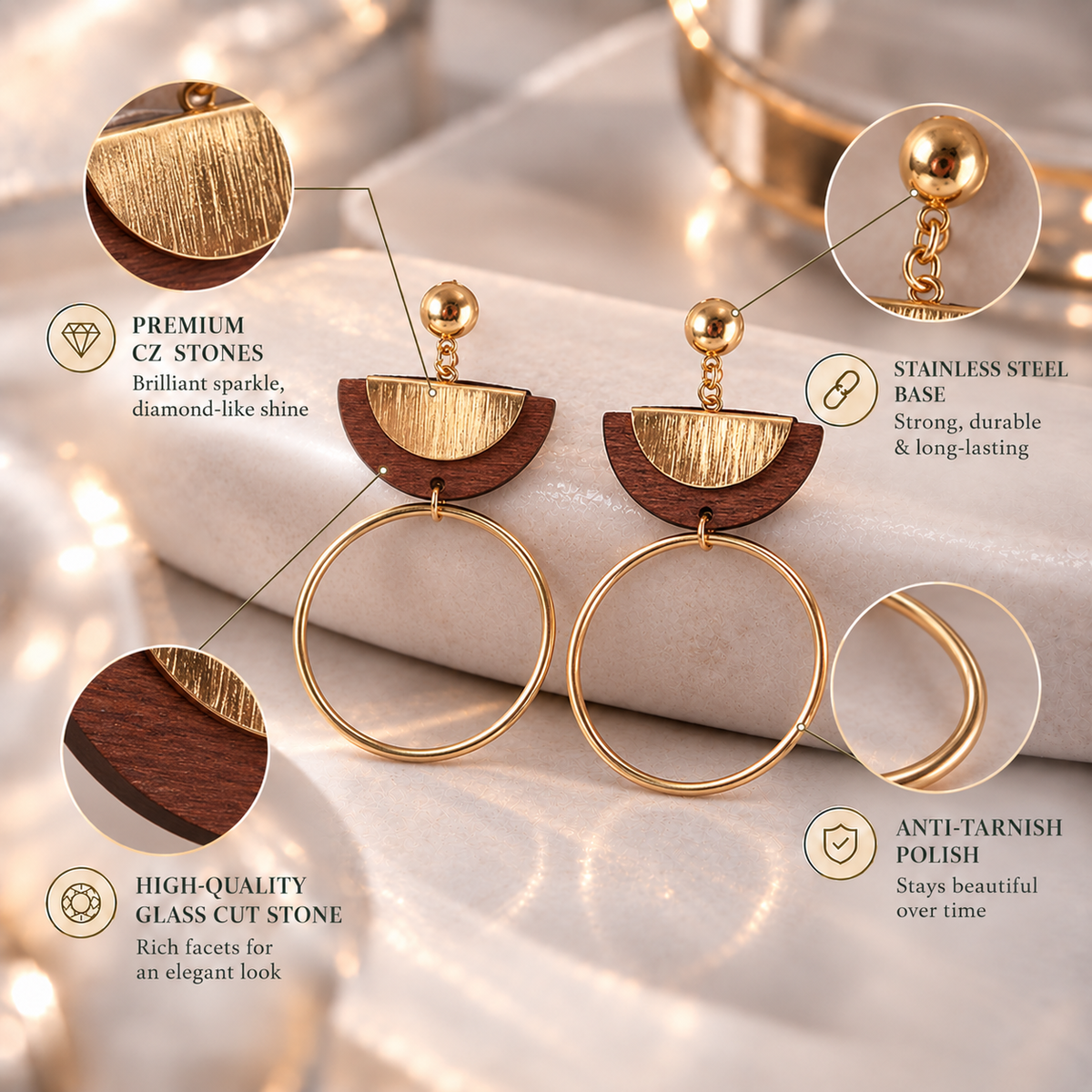 Wow wooden- Wooden dangler earrings