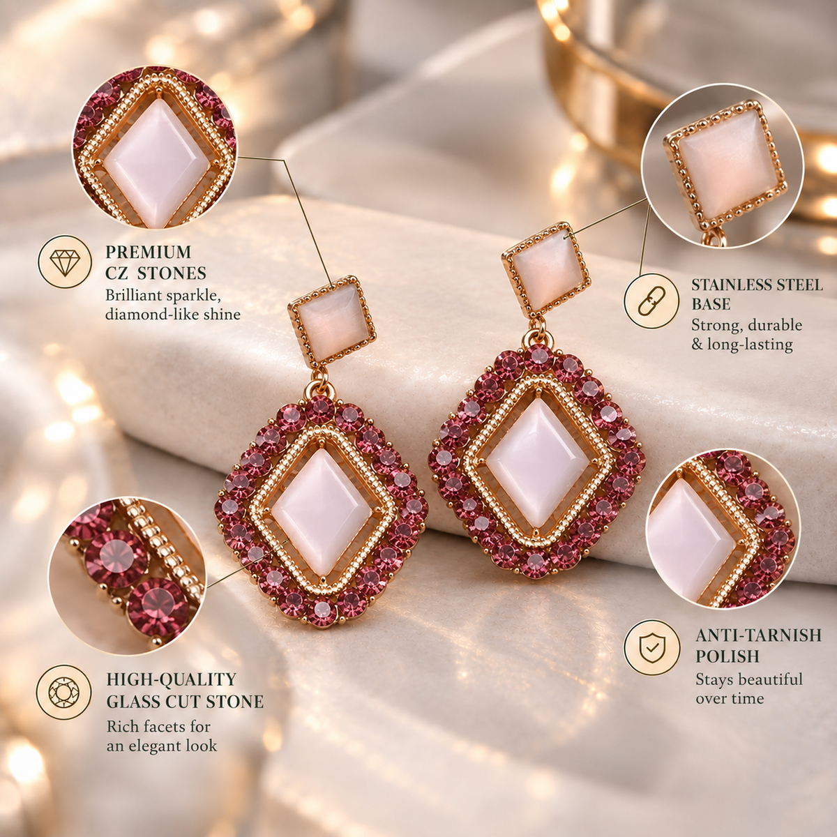 Frame flair- Bead Framed Dangler Earrings