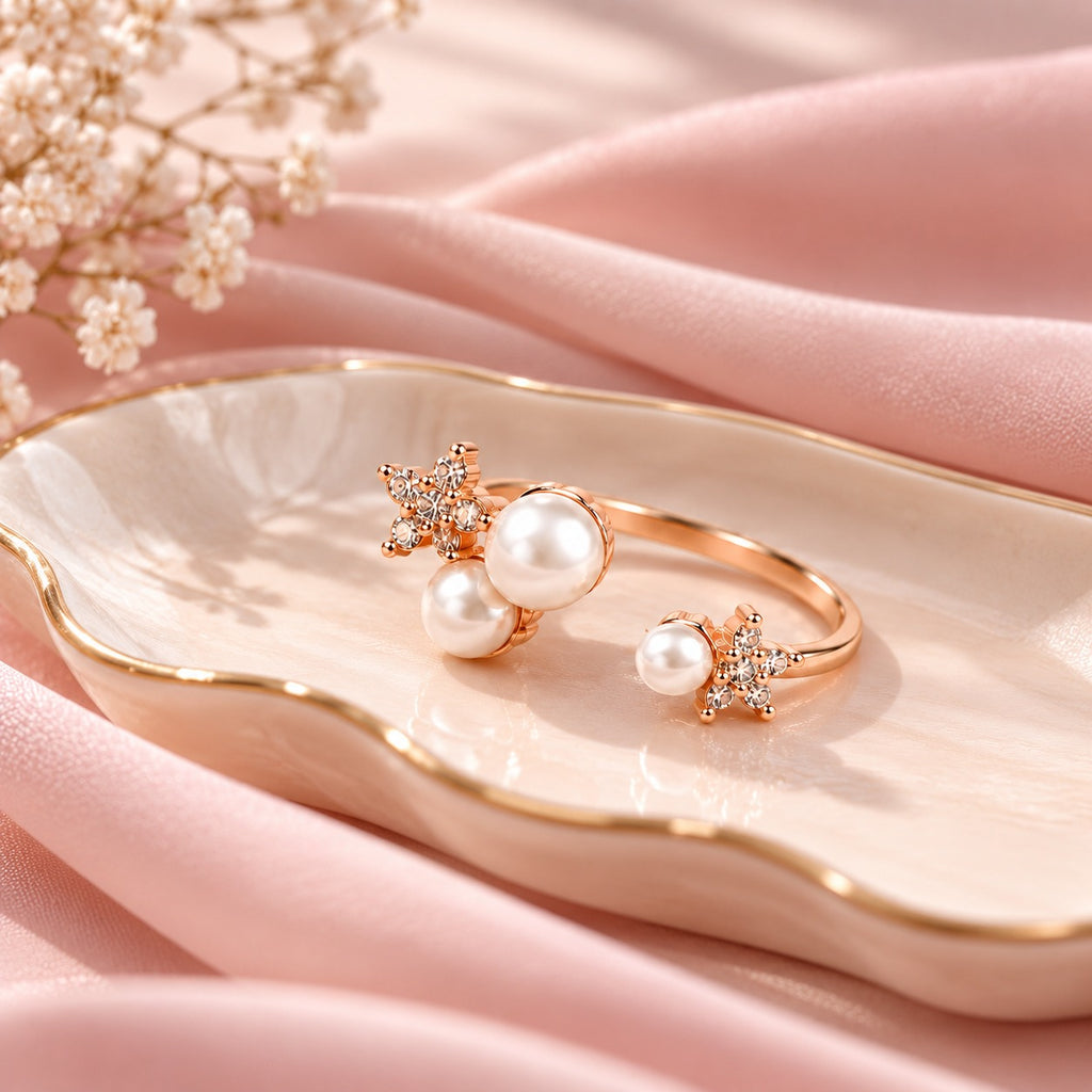 Pearl like adjustable Ring