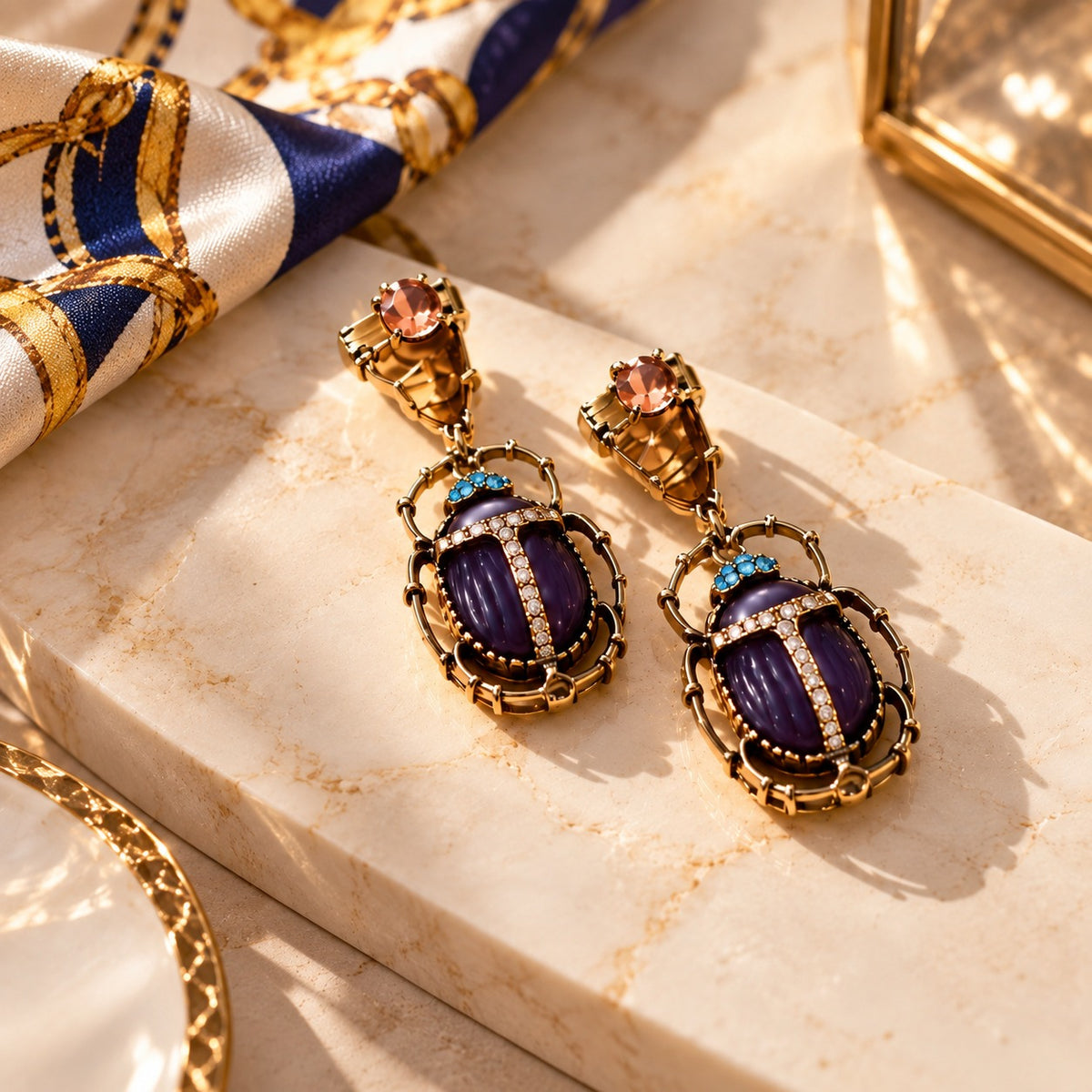 Beatel bob- Stone studded dangler earrings
